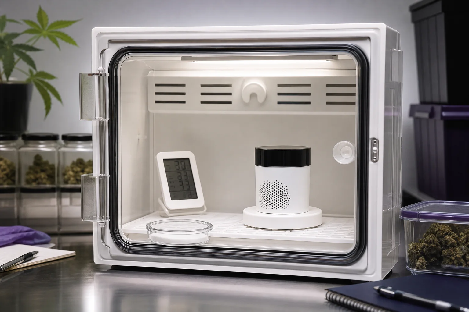 Calibration bench for hygrometers and humidity control devices