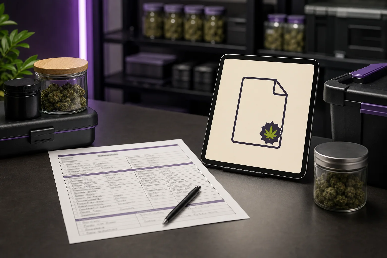 A photographed example of a simple batch record sheet and a scanned COA file icon on a tablet screen.