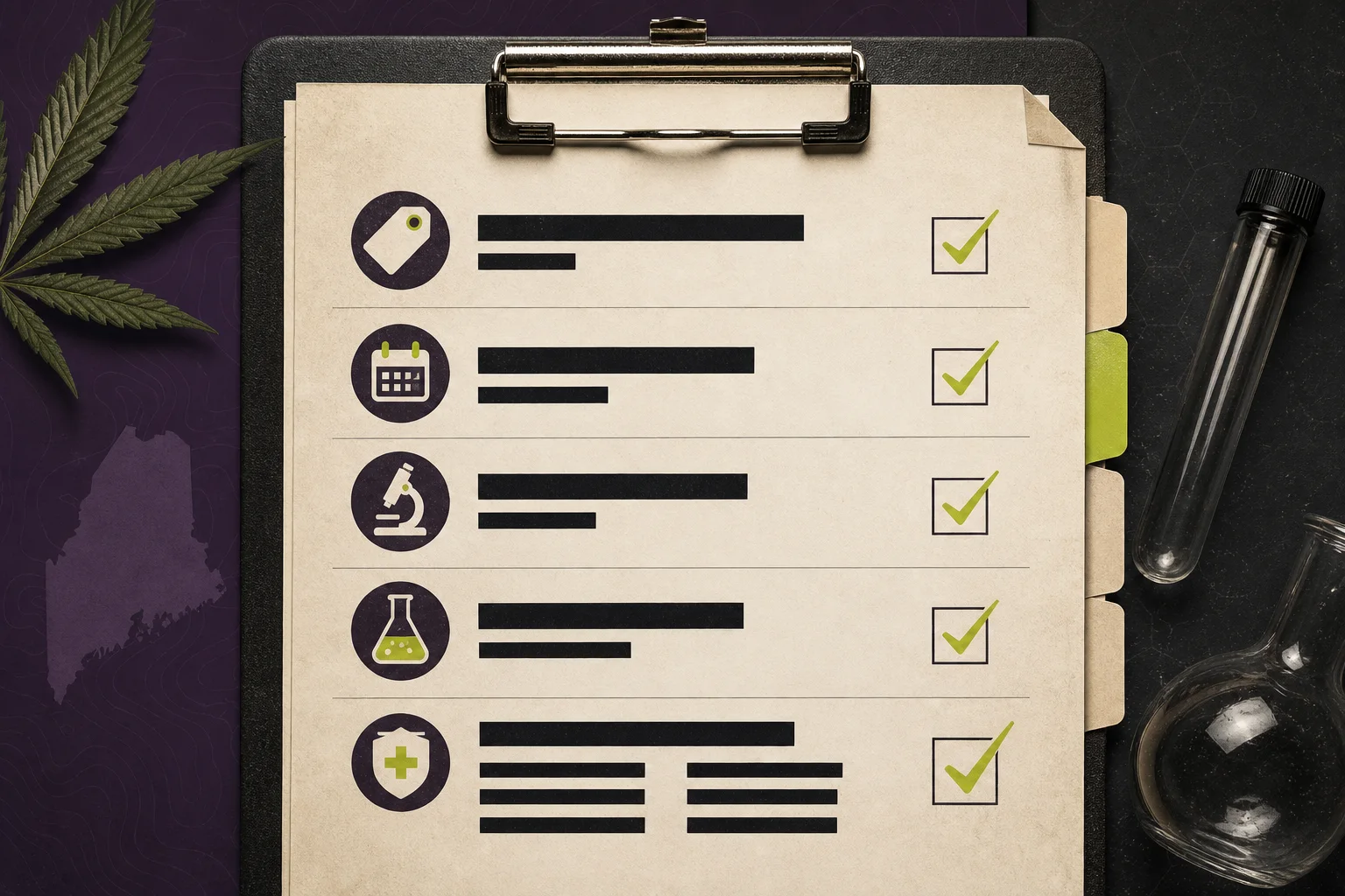 Maine Office of Cannabis Policy testing checklist screenshot (redacted)