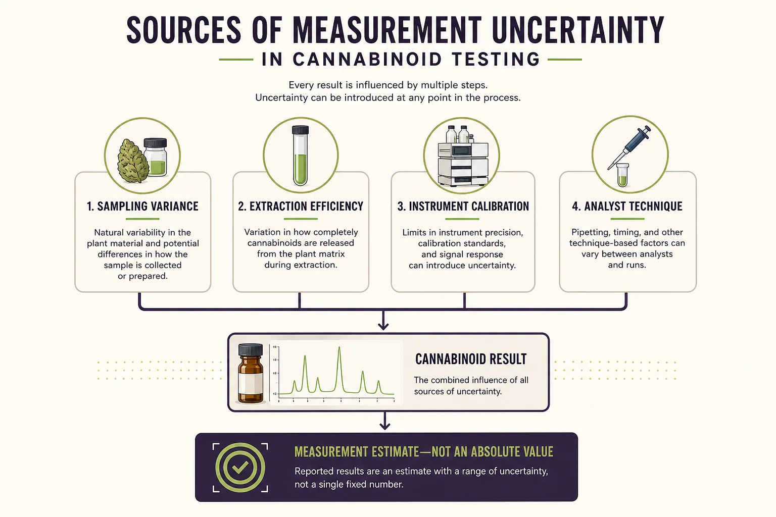 Diagram explaining measurement uncertainty in lab testing