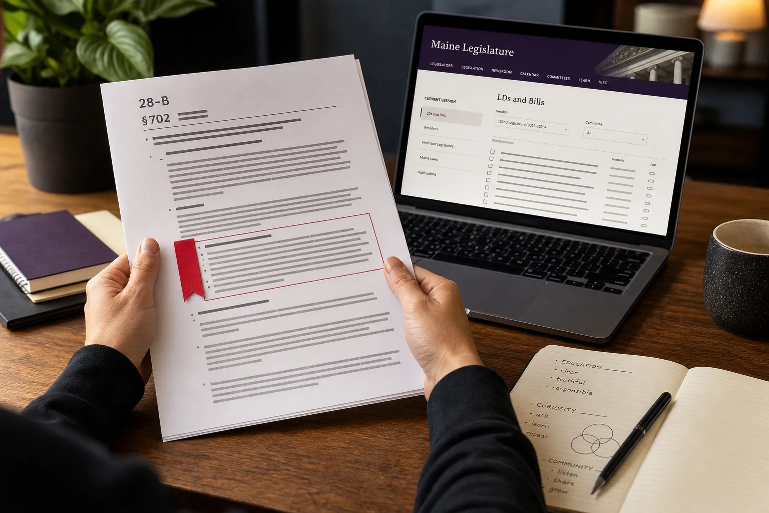 Screenshot-style illustration of a state rule excerpt and a consumer reading it, highlighting the statutory prohibition on misleading advertising.